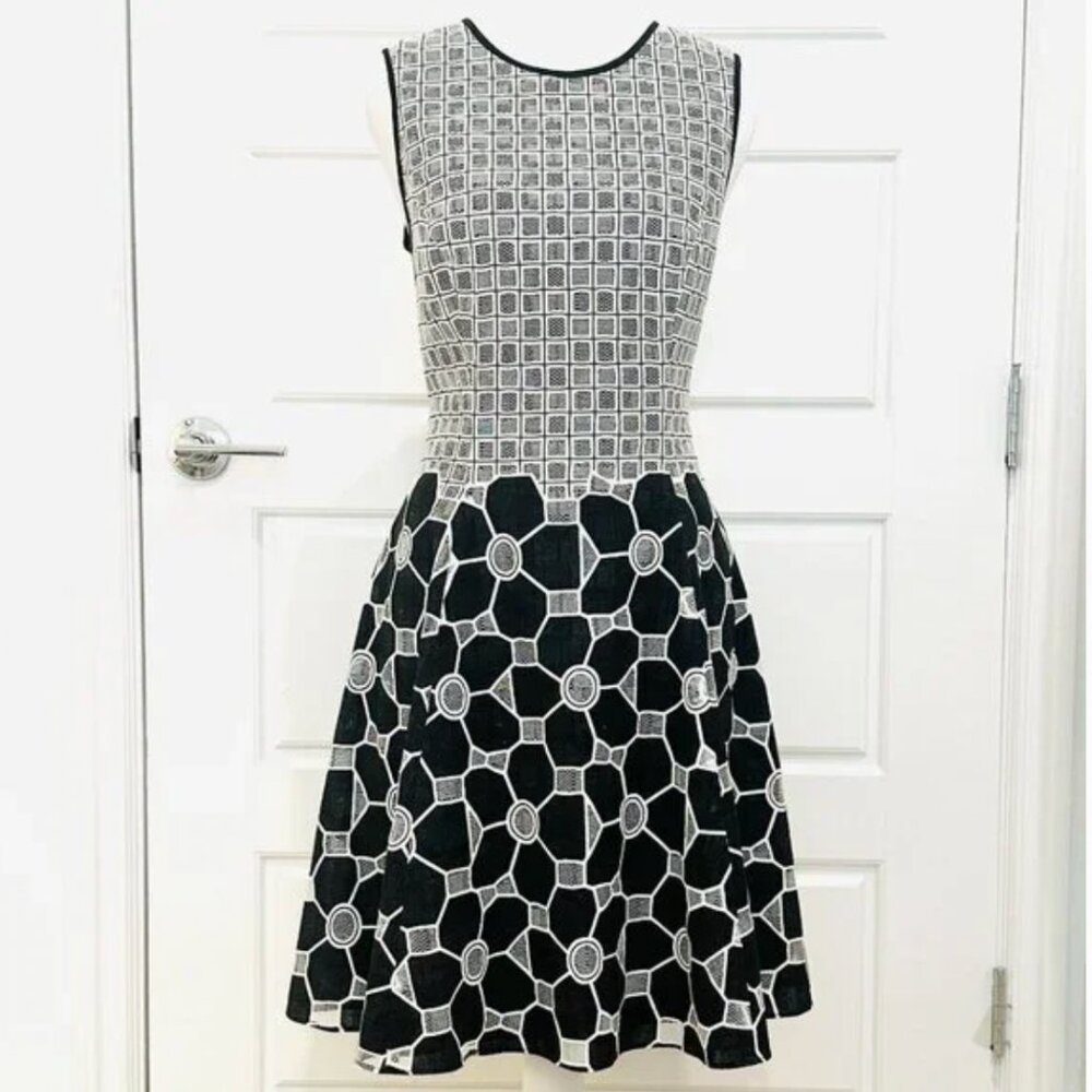 SHOSHANNA BLACK AND WHITE A-LINE DRESS SIZE 6 MEDIUM - Picture 2 of 7